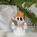 Cozy Bookish Gespenst – Handgemachte 3D-Figur mit Mütze & Kaffeetasse