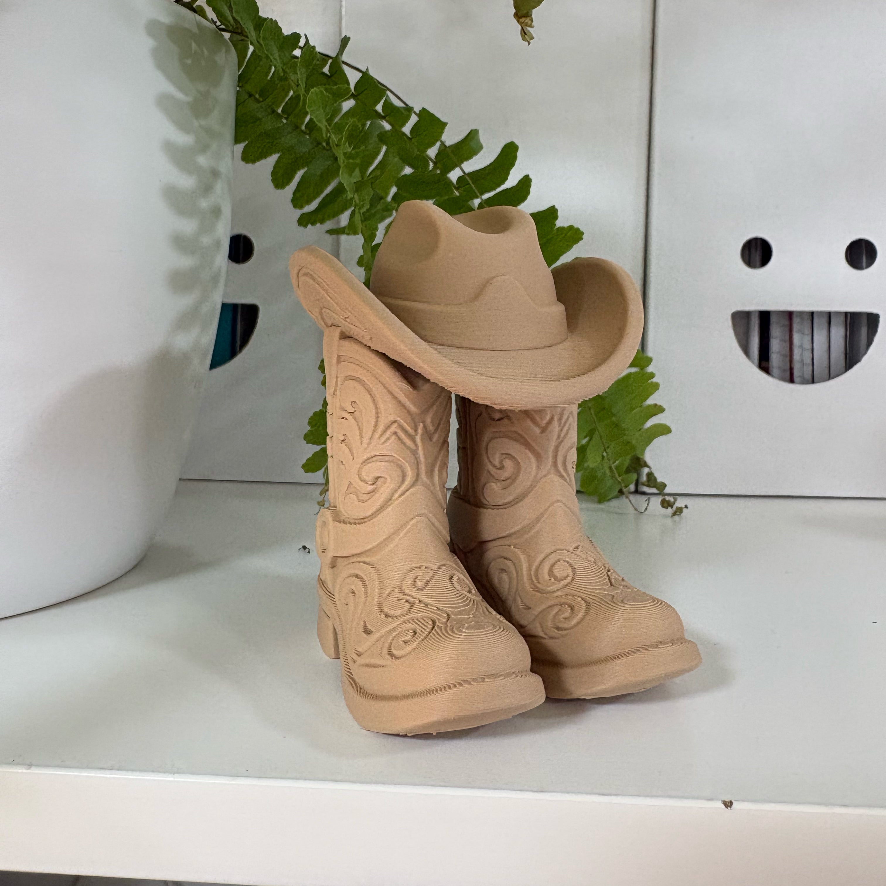 Cowboy Boot with Hat – Boho Western 3D Bücherregal-Deko