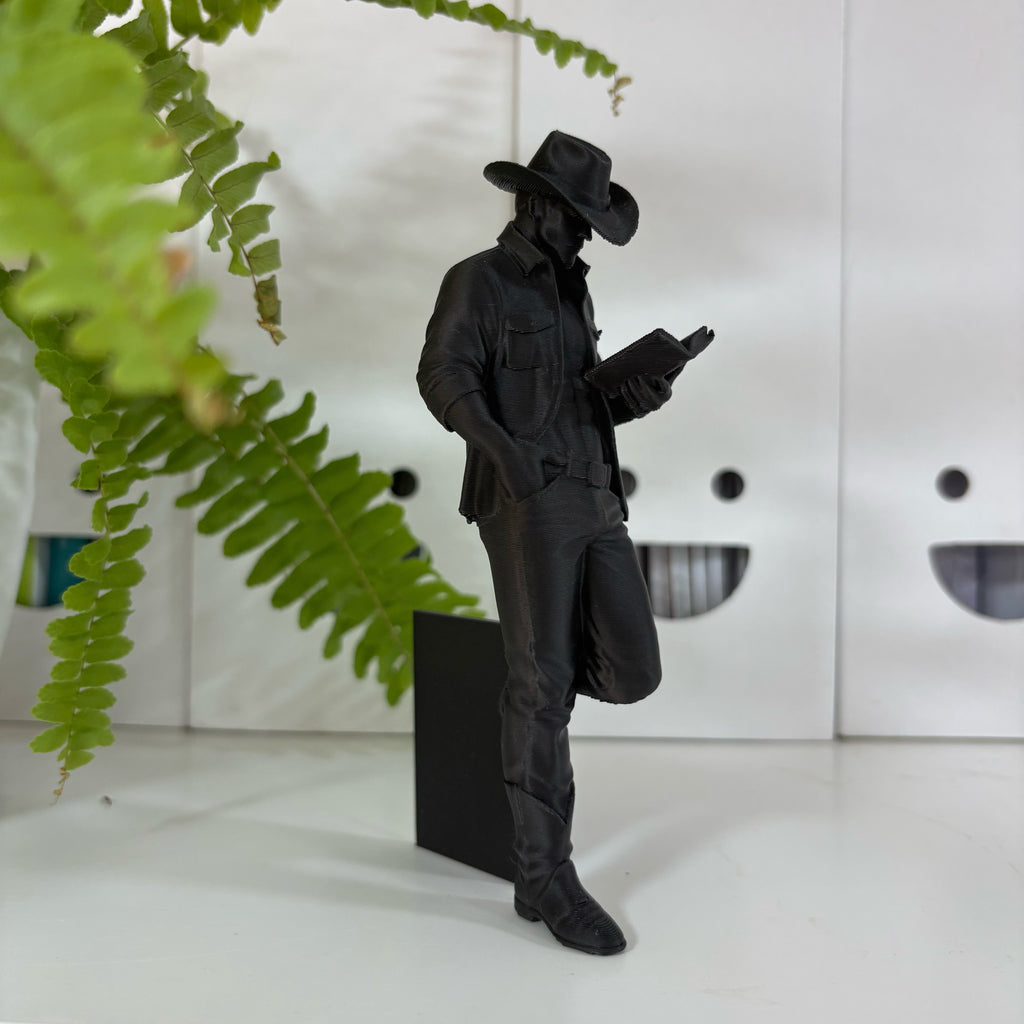 Lesender Cowboy Buchstütze – Boho Western 3D Lesezeichen & Bücherregal-Deko